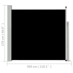 Berkfield Patio Retractable Side Awning 170X300 Cm Black - thumbnail 8