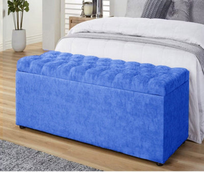 120Cm Chesterfield Ottoman Storage Box -Upholstered Blanket Box - Blue Naple Ottoman Bench - image 1