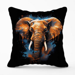 Warren Reed Designer Splashart Elephant Blue Outdoor Cushion 45Cm X 45Cm - thumbnail 1
