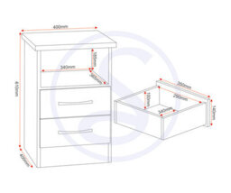 Seconique Nevada 2 Drawer Bedside In Grey Gloss Light Oak Effect Veneer - thumbnail 8