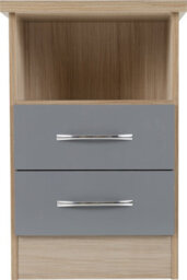 Seconique Nevada 2 Drawer Bedside In Grey Gloss Light Oak Effect Veneer - thumbnail 4