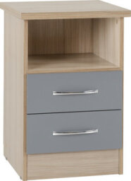 Seconique Nevada 2 Drawer Bedside In Grey Gloss Light Oak Effect Veneer - thumbnail 2