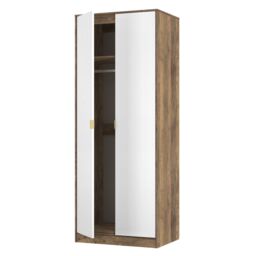 Imola Ready Assembled Contemporary White & Oak Tall Double Wardrobe (H)1960mm (W)740mm (D)520mm - thumbnail 3