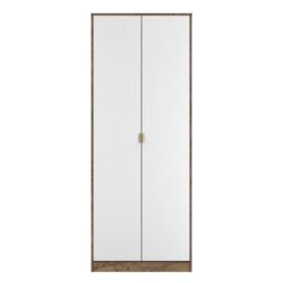 Imola Ready Assembled Contemporary White & Oak Tall Double Wardrobe (H)1960mm (W)740mm (D)520mm - thumbnail 2