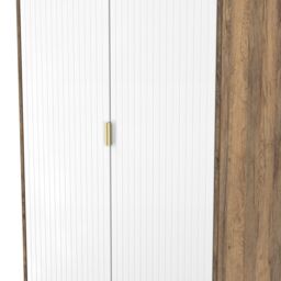 Imola Ready Assembled Contemporary White & Oak Tall Double Wardrobe (H)1960mm (W)740mm (D)520mm - thumbnail 4