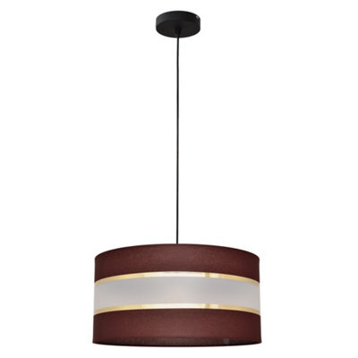 Luminosa Lighting Luminosa Helen Cylindrical Pendant Ceiling Light Brown, Gold, Black 40Cm
