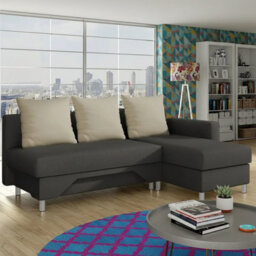 Tom M Corner Sofa Bed For Living Room Chipboard Frame Hr Foam Bonell Spring Wooden Base 215X133X95Cm Graphite And Cream Right