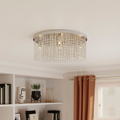 GoodHome Carna Round Glass & Metal Transparent Chrome Effect 5 Lamp Ceiling Light - image 1