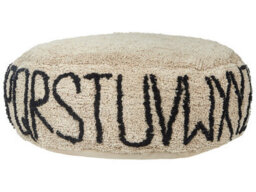 Wyld And Coco Cozynest Alphabet Pattern Floor Cushion 60 X 60 Cm Beige Cotton - thumbnail 1