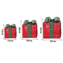 Living And Home Set Of 3 Glitter Led Lighted Christmas Square Gift Box Present Boxes Xmas Tree Decor With Bow - thumbnail 6