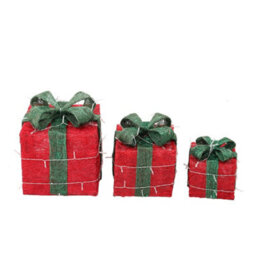 Living And Home Set Of 3 Glitter Led Lighted Christmas Square Gift Box Present Boxes Xmas Tree Decor With Bow - thumbnail 5