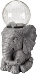 My Smart Buy Solar Powered Led Elephant Garden Ornament Weather Resistant Polyresin Sculpture With Light Up Crackle Glass Globe Orb Ball - thumbnail 5