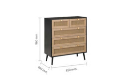 Black Chest Of 5 Drawers Rattan Mid Century Modern - thumbnail 9