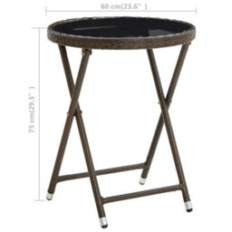 Berkfield Tea Table Brown 60 Cm Poly Rattan And Tempered Glass - thumbnail 6