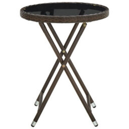 Berkfield Tea Table Brown 60 Cm Poly Rattan And Tempered Glass - thumbnail 3