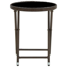 Berkfield Tea Table Brown 60 Cm Poly Rattan And Tempered Glass - thumbnail 2