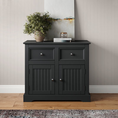 Mercers Furniture Country Carbon 2 Door 2 Drawer Sideboard Cabinet Solid Wood Pine Wooden Dark Grey Cupboard Storage - image 1