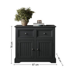 Mercers Furniture Country Carbon 2 Door 2 Drawer Sideboard Cabinet Solid Wood Pine Wooden Dark Grey Cupboard Storage - thumbnail 5