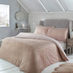Smart Living Luxurious Reversible Sparkle Ribbed Fleece Duvet Cover With Pillowcases - thumbnail 5