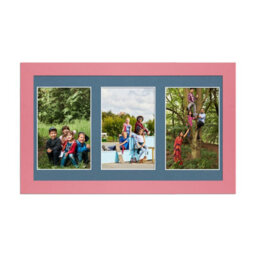 AK Frames 40X20Cm Pastel Pink Modern Multi Photo Frame With Pompadour Mount - Holds 3 Apertures (3X) 6X4 Photos