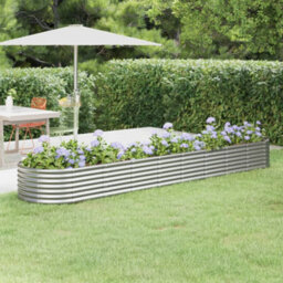 Berkfield Garden Planter Powder-Coated Steel 368X80X36 Cm Silver - thumbnail 1