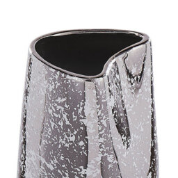 Wyld And Coco Glamour Style Decorative Vase Silver Stoneware 27 Cm - Asymmetrical Design - thumbnail 3