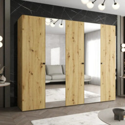 Arte Parma Ii 250Cm Oak Artisan Hinged Door Wardrobe - Expansive Storage With Natural Warmth - thumbnail 1