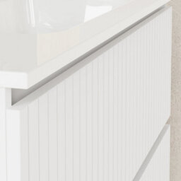 Banyetti Linea Matt White Ribbed Double Drawer Wall Hung Vanity Unit 1000mm X 390mm - thumbnail 2