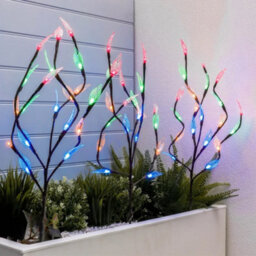 Gardenwize Pack Of 3 Multi-Coloured Led Solar Tree Lights - thumbnail 1