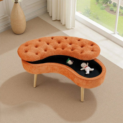 Orange Storage Bench Removable Lid Storage Ottoman Bed End Stool Window Seat - image 1