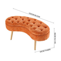 Orange Storage Bench Removable Lid Storage Ottoman Bed End Stool Window Seat - thumbnail 2