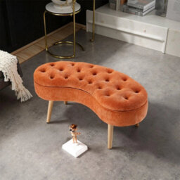 Orange Storage Bench Removable Lid Storage Ottoman Bed End Stool Window Seat - thumbnail 4