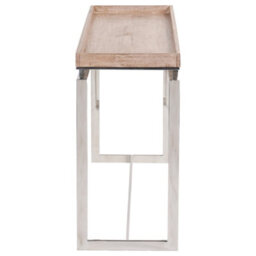 Pacific Lifestyle Antique Mango Wood Console Table With Silver Stainless Steel Frame And Lipped Top 115Cm, Evelyn - thumbnail 8