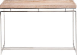 Pacific Lifestyle Antique Mango Wood Console Table With Silver Stainless Steel Frame And Lipped Top 115Cm, Evelyn - thumbnail 2