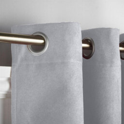Luxury Living Velvet Chenille Thermal Fleece Lined Ring Top Door Curtain 137Cm X 213Cm Silver - thumbnail 8