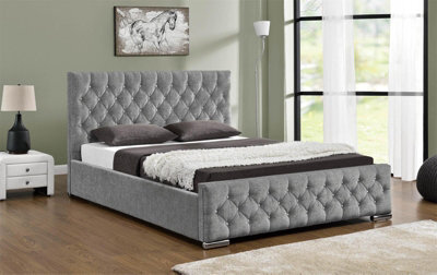Home Detail Arya Fabric Ottoman Super King Bed With Storage, Silver Chenille - image 1
