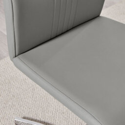 Furniturebox Set Of 2 Dining Chairs - Willow Modern Dining Chairs - Grey Faux Leather Chrome Leg Dining Chairs - Kitchen Dining Room Chairs - thumbnail 6