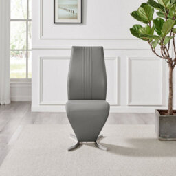 Furniturebox Set Of 2 Dining Chairs - Willow Modern Dining Chairs - Grey Faux Leather Chrome Leg Dining Chairs - Kitchen Dining Room Chairs - thumbnail 4