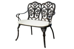 Sh&g 2 Seater Love Bench - Antique Bronze Cast Aluminium With Cream Cushion - Indoor & Outdoor - Signature Homes And Gardens - thumbnail 1