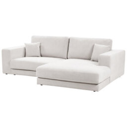 Beliani Corner Sofa 3 Seater Lofoten Fabric Off-White Left Hand - thumbnail 4