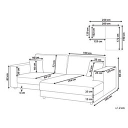 Beliani Corner Sofa 3 Seater Lofoten Fabric Off-White Left Hand - thumbnail 3