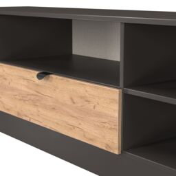 Varese Matt Graphite Tv Stand With 2 Shelves & 1 Drawers, (H)49.5Cm X (W)144.2Cm X (D)40Cm - thumbnail 4