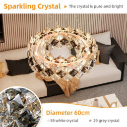Vrygle 80Cm Heavy Duty Round Crystal Chandelier Light 3 Colour Ceiling Hanging Art Pendant Lamp - thumbnail 5