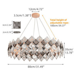Vrygle 80Cm Heavy Duty Round Crystal Chandelier Light 3 Colour Ceiling Hanging Art Pendant Lamp - thumbnail 2