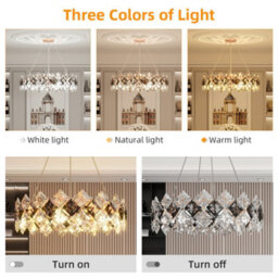 Vrygle 80Cm Heavy Duty Round Crystal Chandelier Light 3 Colour Ceiling Hanging Art Pendant Lamp - thumbnail 3