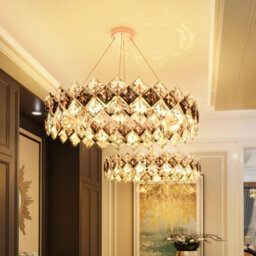 Vrygle 80Cm Heavy Duty Round Crystal Chandelier Light 3 Colour Ceiling Hanging Art Pendant Lamp