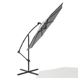 Living And Home 3M Led Lighted Large Garden Cantilever Patio Parasol Sun Shade Banana Umbrella Crank Tilt With Cross Base, Light Grey - thumbnail 6