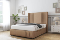 "Sloomy Camden Latte Dumfries Divan Bed Base 2 Drawers Foot-End-54"" Wingback Headboard12""-Footboard 4' Small Double" - thumbnail 3