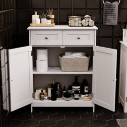 Lassic Bath Vida Priano White 2 Drawer 2 Door Freestanding Bathroom Cabinet - thumbnail 4