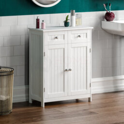 Lassic Bath Vida Priano White 2 Drawer 2 Door Freestanding Bathroom Cabinet - thumbnail 1